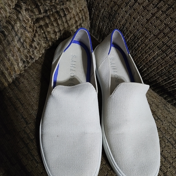 Rothy's Slip On Sneakers The Original Sand Beige Blue Women's Sz 8 Clean - Picture 2 of 11
